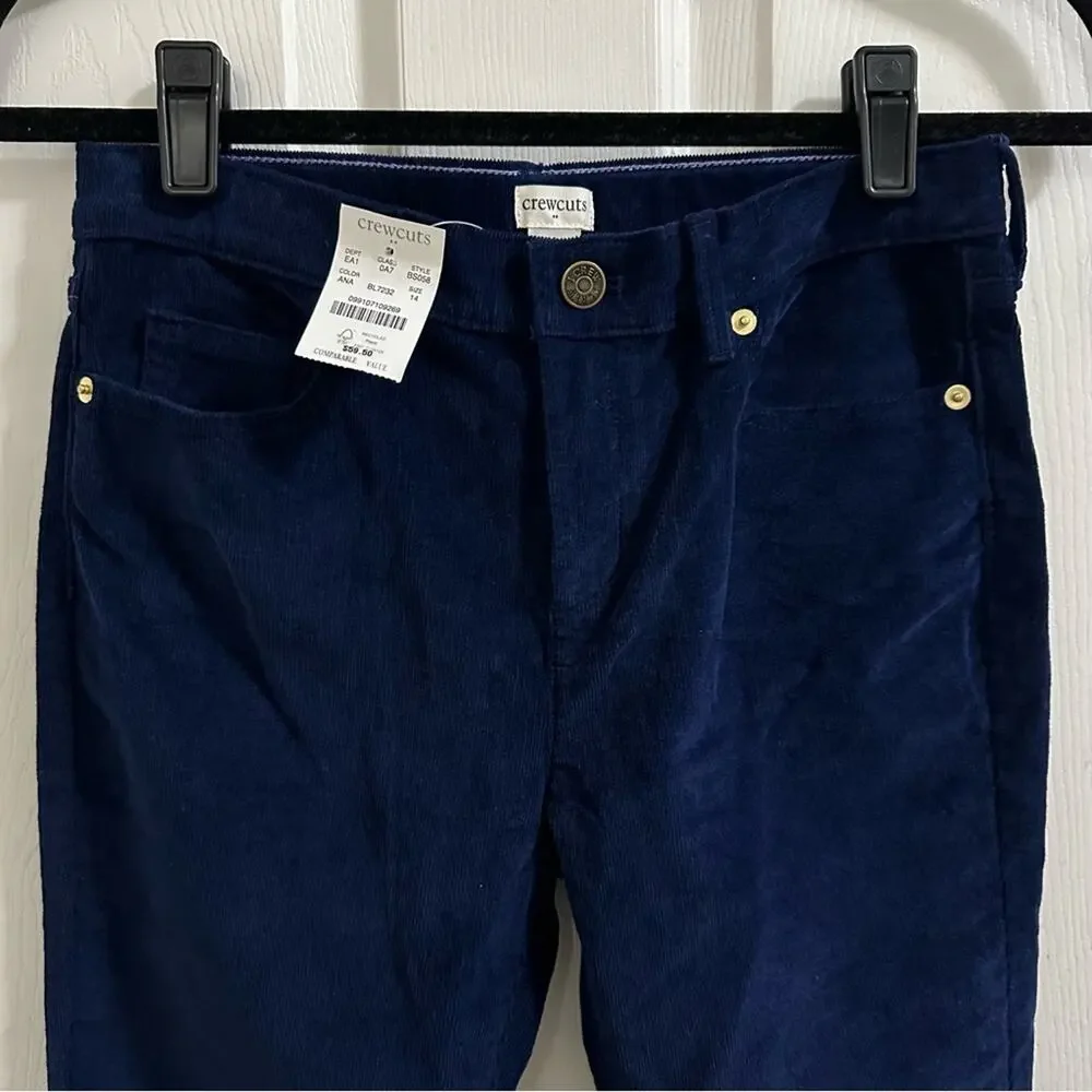 CREWCUTS Girls Corduroy Skinny Fit Pants size 14 (kids XL) color ANA Blue NWT - Picture 1 of 11